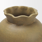 Melo Large Distressed Citron Yellow Ceramic Vase by Mercana at Eve Furniture