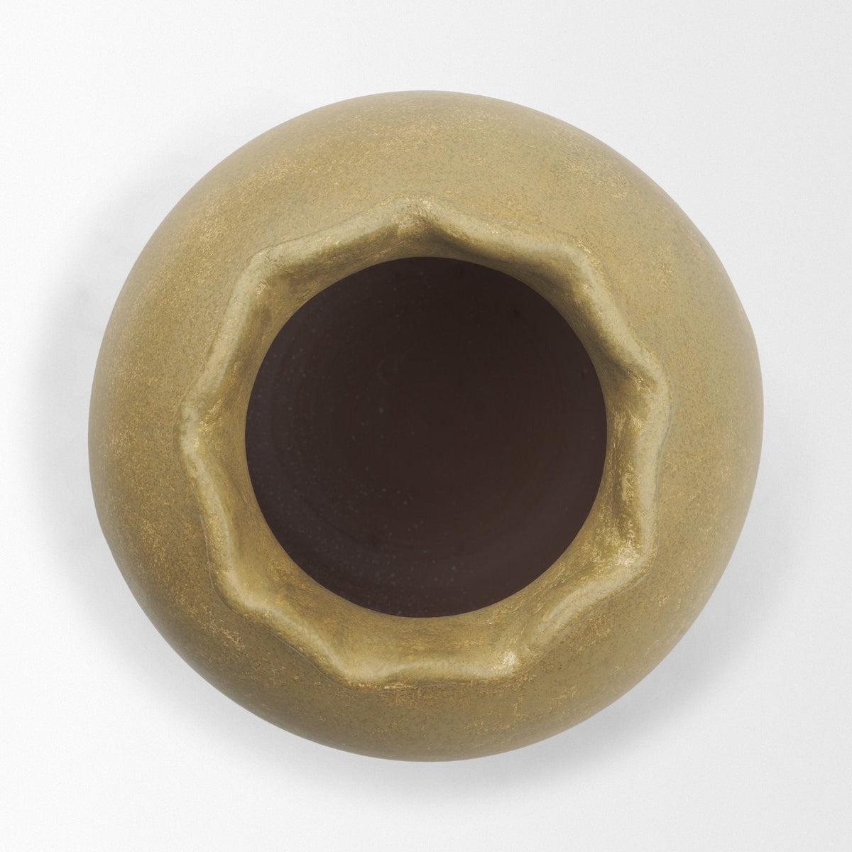 Melo Large Distressed Citron Yellow Ceramic Vase by Mercana at Eve Furniture