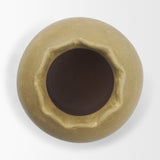 Melo Large Distressed Citron Yellow Ceramic Vase by Mercana at Eve Furniture