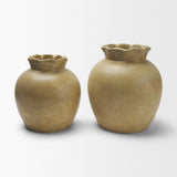 Melo Small Distressed Citron Yellow Ceramic Vase by Mercana at Eve Furniture