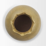 Melo Small Distressed Citron Yellow Ceramic Vase by Mercana at Eve Furniture
