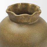 Melo Small Distressed Citron Yellow Ceramic Vase by Mercana at Eve Furniture