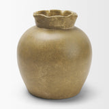 Melo Small Distressed Citron Yellow Ceramic Vase by Mercana at Eve Furniture