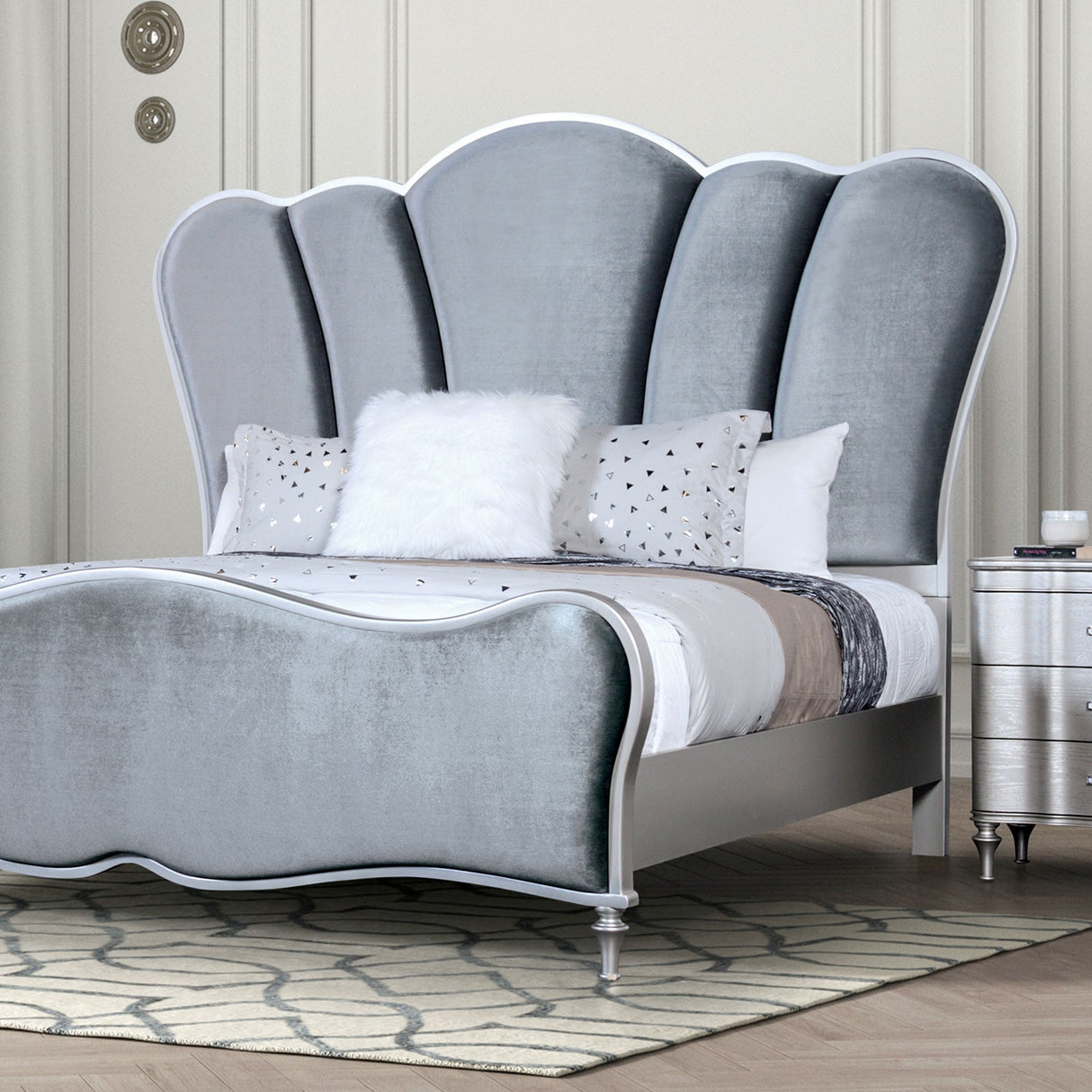 Melodi Parc Silver King Bed by Furniture of America at Eve Furniture