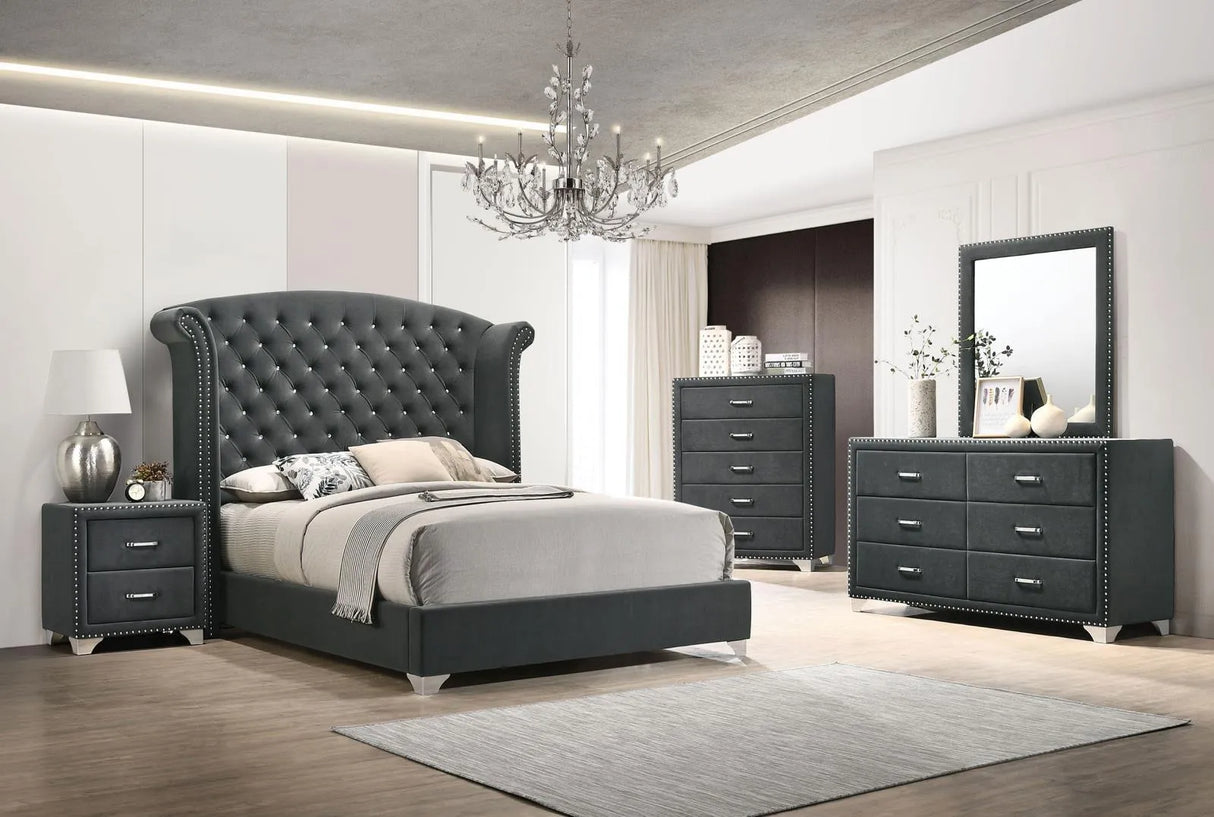 Melody 5-drawer Upholstered Chest Grey by Coaster at Eve Furniture