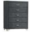 Melody 5-drawer Upholstered Chest Grey by Coaster at Eve Furniture