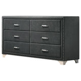 Melody Gray 6-Drawer Upholstered Dresser