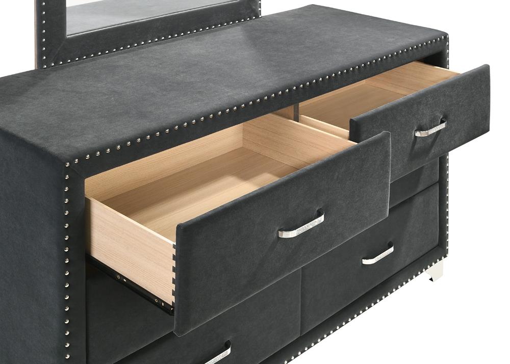 Melody Gray 6-Drawer Upholstered Dresser