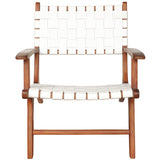 Melody Black Strap Leather Teak Wood Lounge Chair Tan