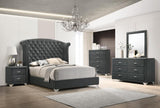 Melody California King Wingback Upholstered Bed Gray