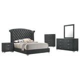 Melody Gray 5-Piece Eastern King Tufted Upholstered Bedroom Set by Coaster at Eve Furniture