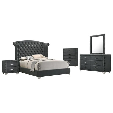 Melody Gray 5-Piece Eastern King Tufted Upholstered Bedroom Set by Coaster at Eve Furniture