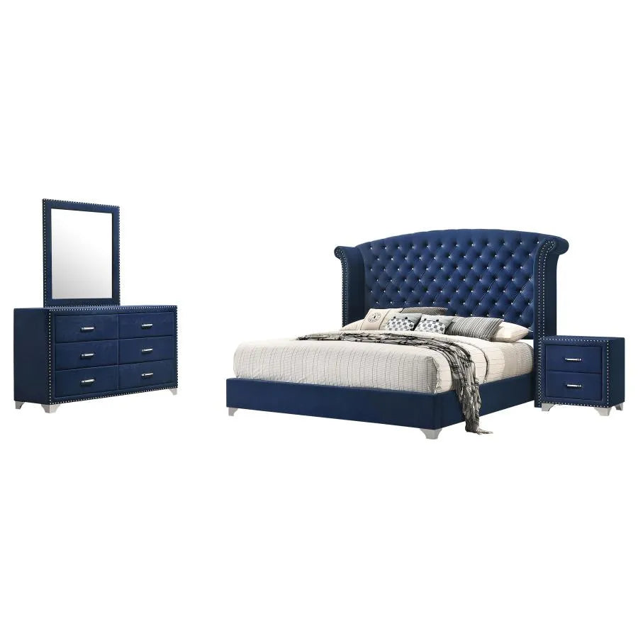 Melody Pacific Blue 5-Piece California King Tufted Upholstered Bedroom Set by Coaster at Eve Furniture