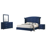 Melody Pacific Blue 5-Piece California King Tufted Upholstered Bedroom Set by Coaster at Eve Furniture