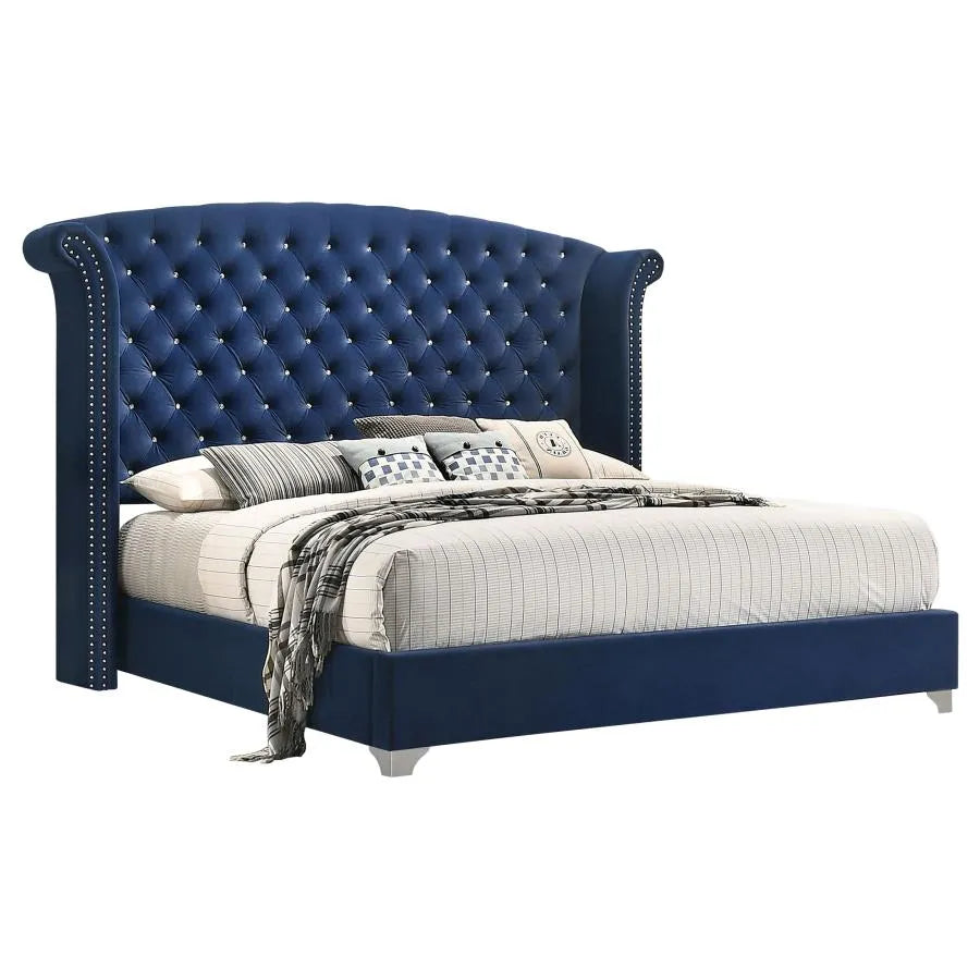 Melody Pacific Blue 5-Piece California King Tufted Upholstered Bedroom Set by Coaster at Eve Furniture