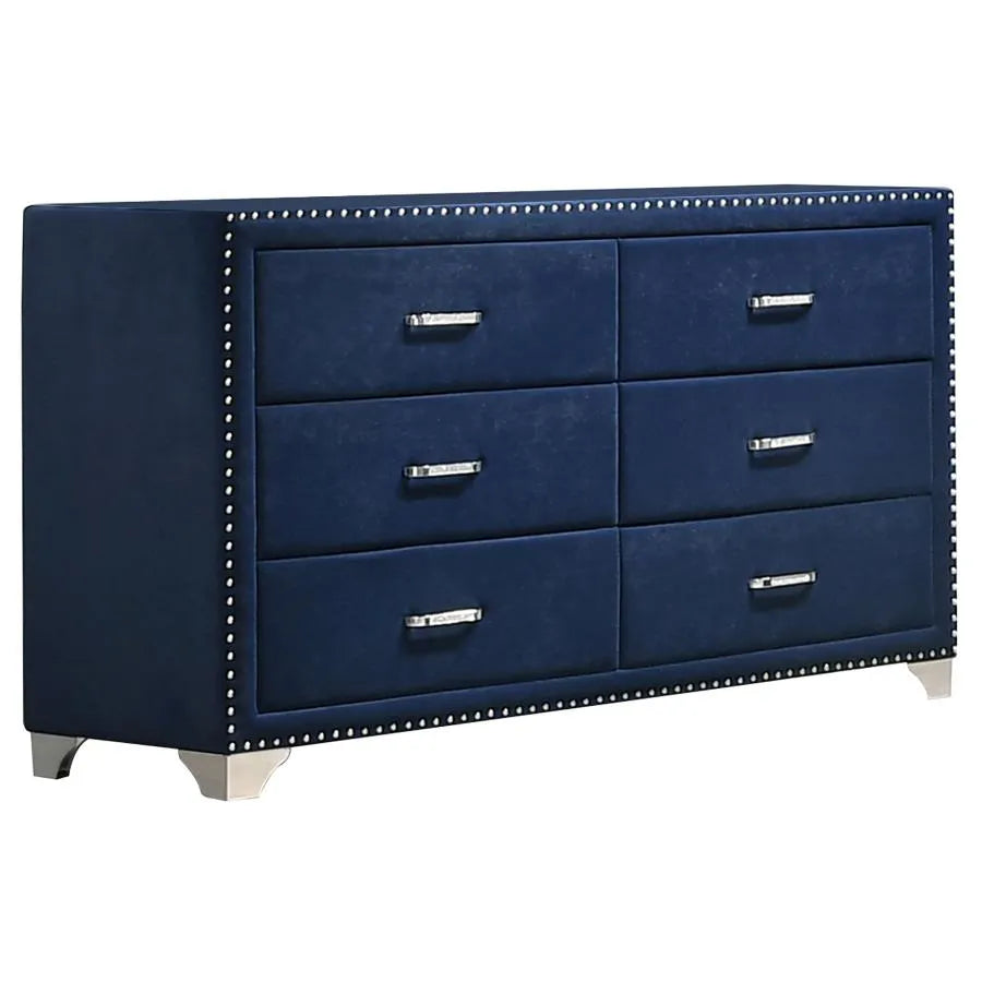 Melody Pacific Blue 5-Piece California King Tufted Upholstered Bedroom Set by Coaster at Eve Furniture