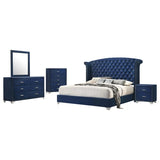 Melody Pacific Blue 5-Piece Queen Tufted Upholstered Bedroom Set by Coaster at Eve Furniture