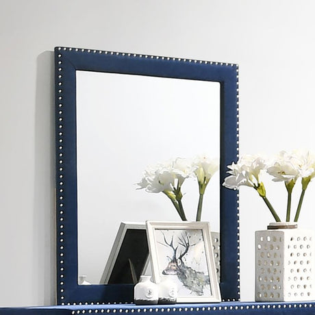 Melody Pacific Blue Rectangular Upholstered Dresser Mirror by Coaster at Eve Furniture