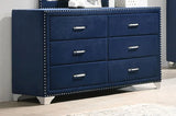 Melody Pacific Blue Upholstered 6-Drawer Dresser by Coaster at Eve Furniture