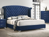 Melody Pacific Blue Upholstered Wingback Eastern King Bed by Coaster at Eve Furniture