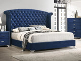 Melody Pacific Blue Upholstered Wingback Eastern King Bed by Coaster at Eve Furniture