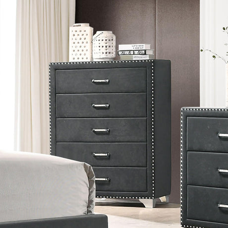 Melody 5-drawer Upholstered Chest Grey by Coaster at Eve Furniture