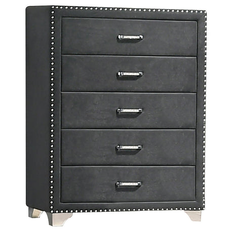 Melody 5-drawer Upholstered Chest Grey by Coaster at Eve Furniture