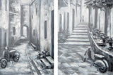Memory Lanes Diptych Italian Laneway Original Hand Painted on Canvas Oil Painting by Mercana at Eve Furniture