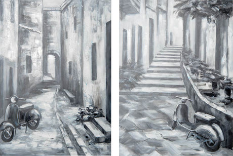 Memory Lanes Diptych Italian Laneway Original Hand Painted on Canvas Oil Painting by Mercana at Eve Furniture