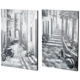 Memory Lanes Diptych Italian Laneway Original Hand Painted on Canvas Oil Painting by Mercana at Eve Furniture