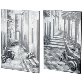 Memory Lanes Diptych Italian Laneway Original Hand Painted on Canvas Oil Painting by Mercana at Eve Furniture