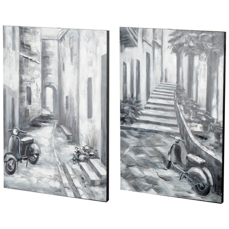 Memory Lanes Diptych Italian Laneway Original Hand Painted on Canvas Oil Painting by Mercana at Eve Furniture