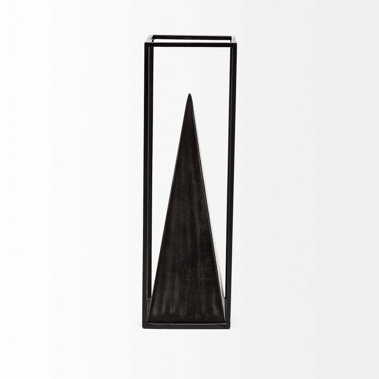 Memphis I (Large) 5L x 5W Black Metal Pyramid In A Square Frame by Mercana at Eve Furniture