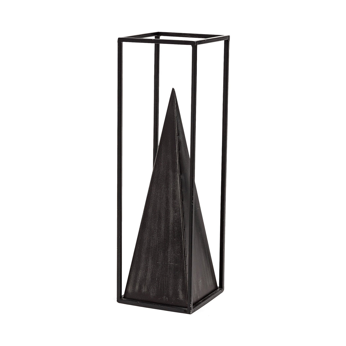 Memphis I (Large) 5L x 5W Black Metal Pyramid In A Square Frame by Mercana at Eve Furniture