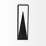 Memphis I (Large) Black Metal Pyramid In A Square Frame by Mercana at Eve Furniture