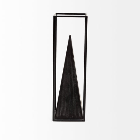Memphis I (Large) Black Metal Pyramid In A Square Frame by Mercana at Eve Furniture