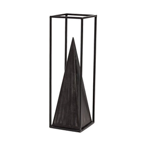 Memphis I (Large) Black Metal Pyramid In A Square Frame by Mercana at Eve Furniture