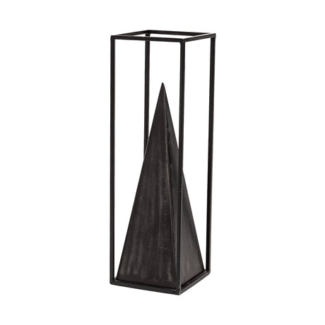 Memphis I (Large) Black Metal Pyramid In A Square Frame by Mercana at Eve Furniture
