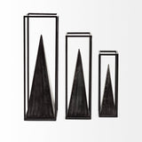 Memphis II (Medium) 4L x 4W Black Metal Pyramid In A Square Frame by Mercana at Eve Furniture