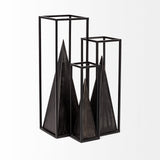 Memphis II (Medium) 4L x 4W Black Metal Pyramid In A Square Frame by Mercana at Eve Furniture