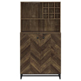 Mendoza Rustic Oak Herringbone/Gunmetal 2-Door Wine Cabinet