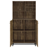 Mendoza Rustic Oak Herringbone/Gunmetal 2-Door Wine Cabinet