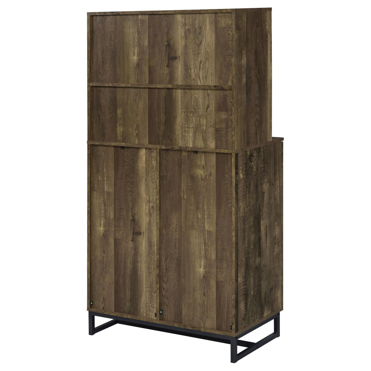 Mendoza Rustic Oak Herringbone/Gunmetal 2-Door Wine Cabinet