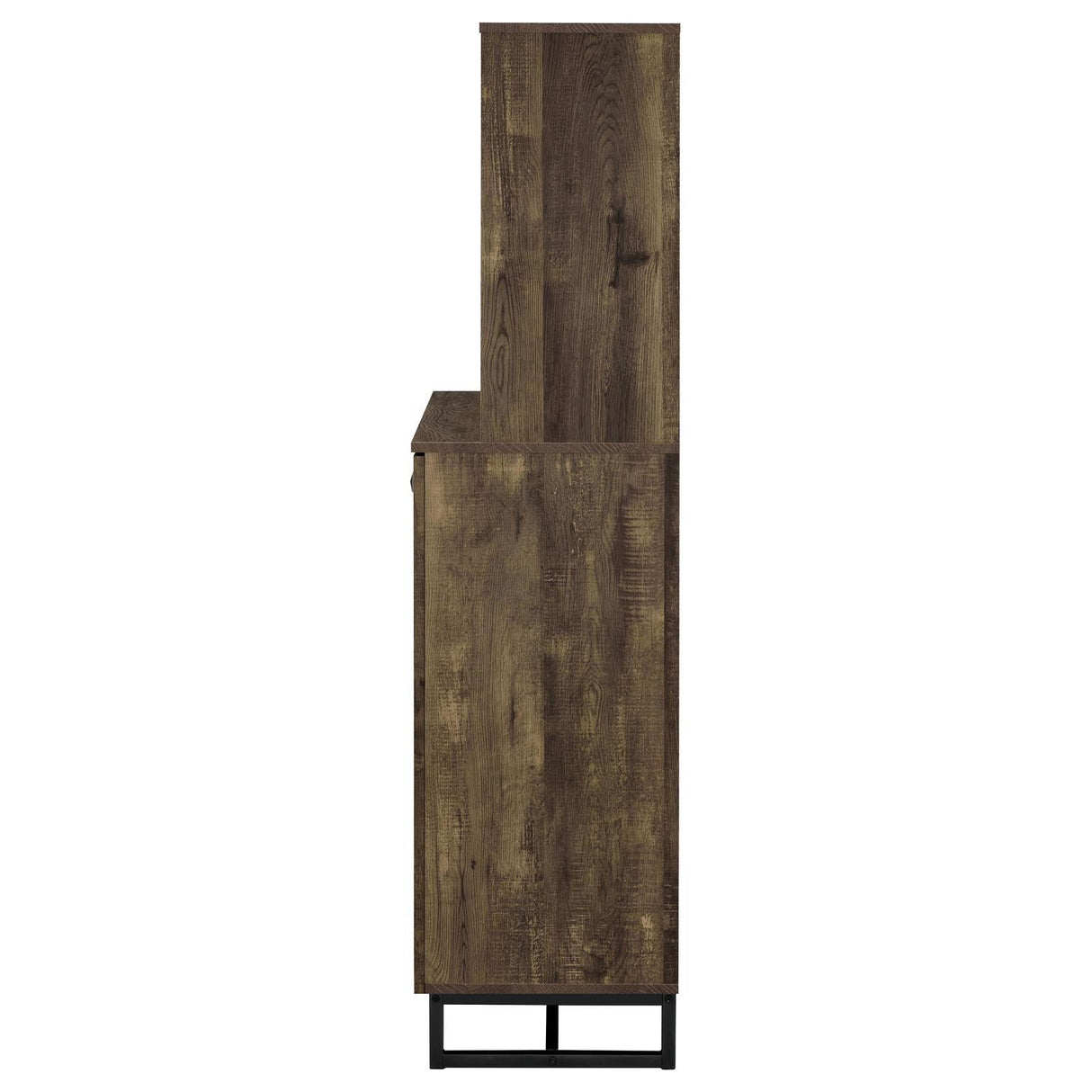 Mendoza Rustic Oak Herringbone/Gunmetal 2-Door Wine Cabinet by Coaster at Eve Furniture