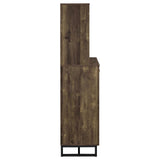 Mendoza Rustic Oak Herringbone/Gunmetal 2-Door Wine Cabinet by Coaster at Eve Furniture