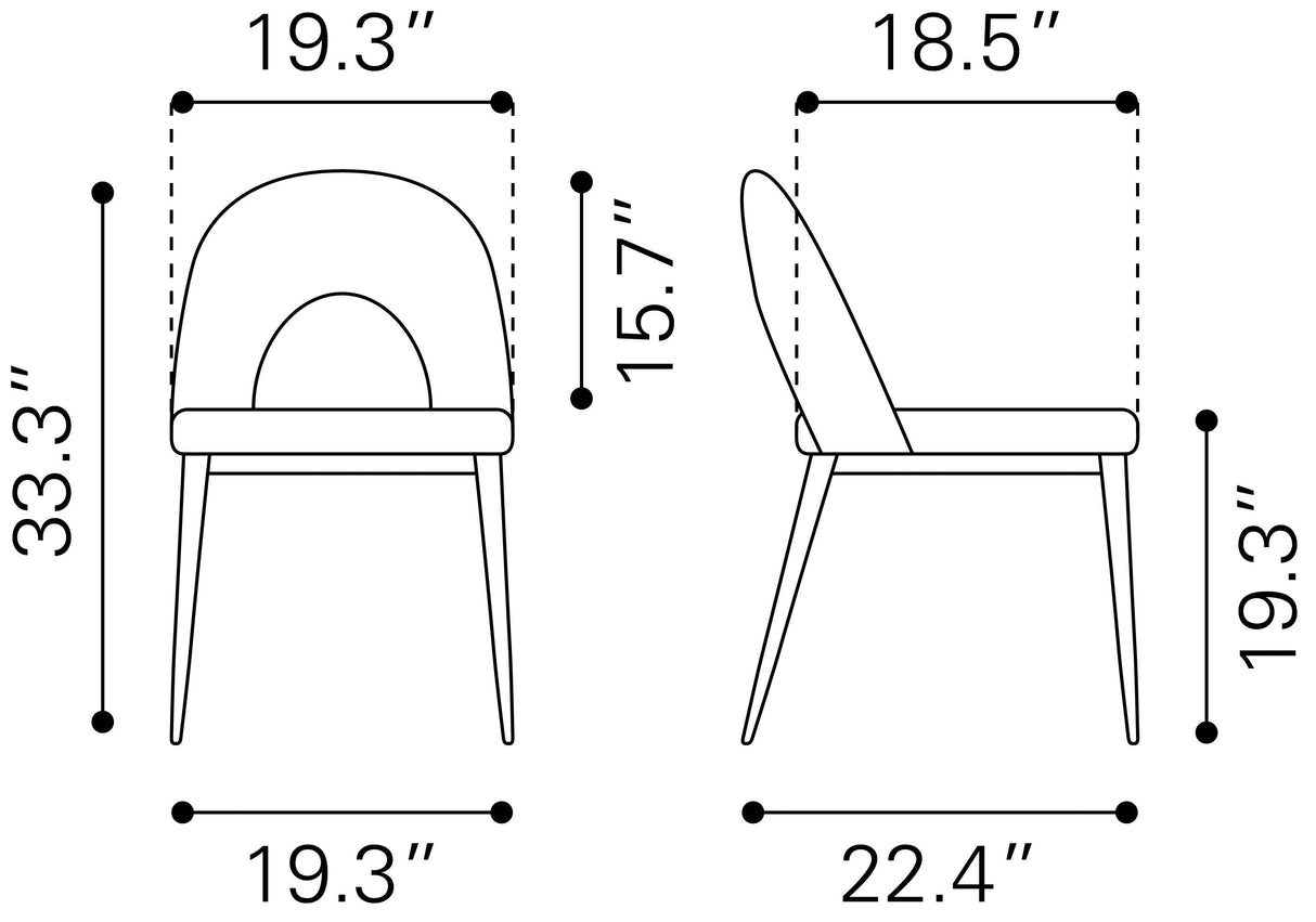 Menlo Black Dining Chair (Set of 2) by Zuomod at Eve Furniture