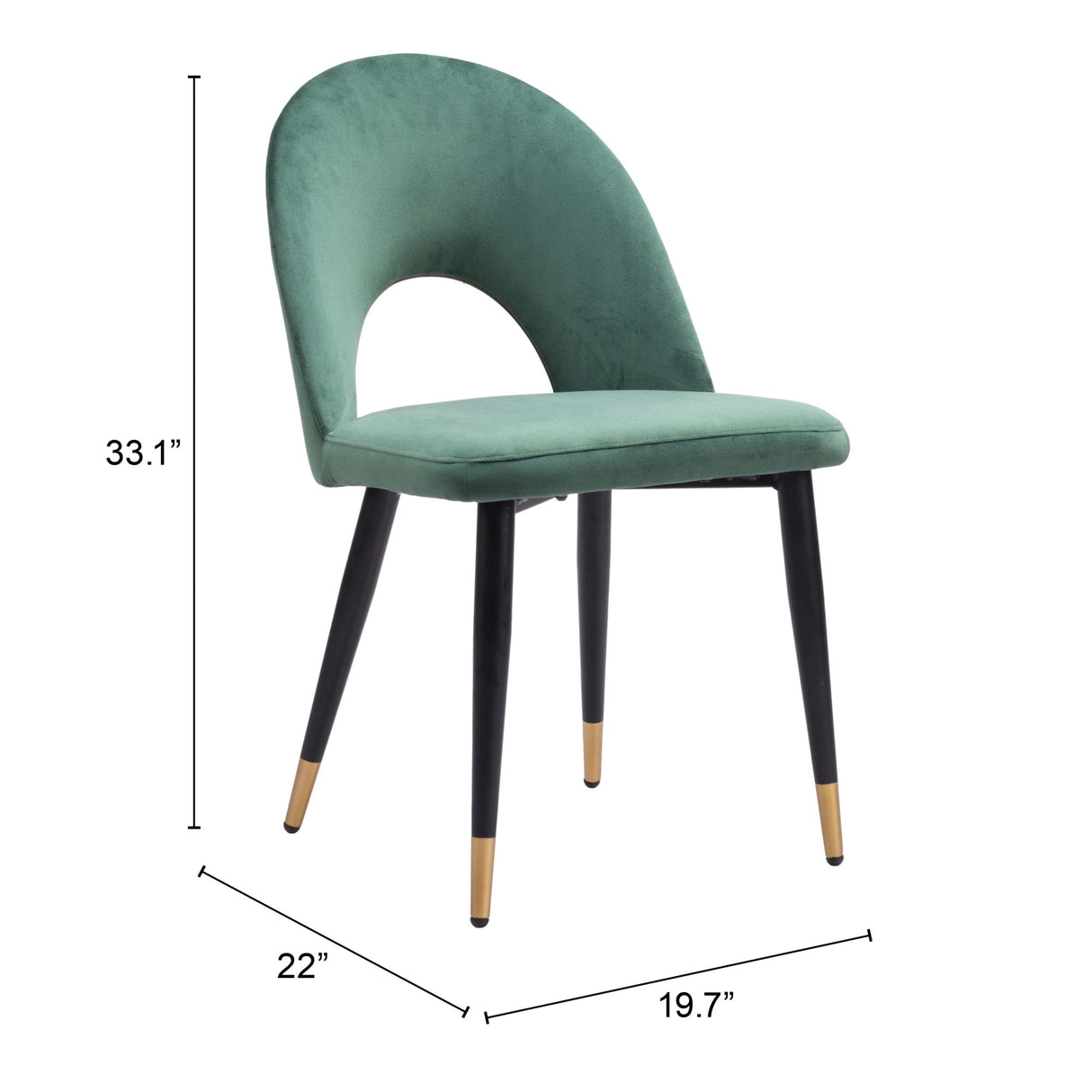 Menlo Green Dining Chair (Set of 2) by Zuomod at Eve Furniture