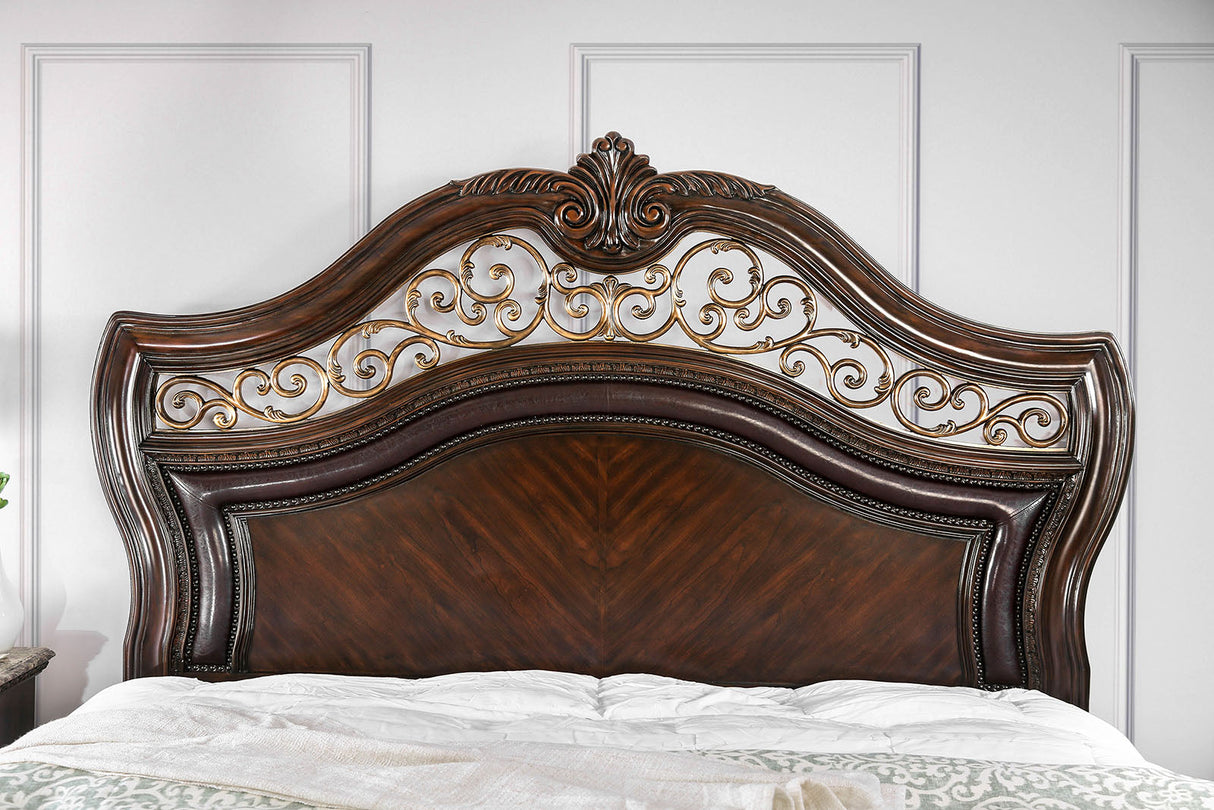 Menodora Brown Cherry 4-Piece Queen Bedroom Set by Furniture of America at Eve Furniture
