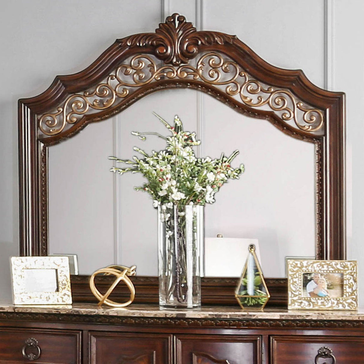 Menodora Brown Cherry 4-Piece Queen Bedroom Set by Furniture of America at Eve Furniture