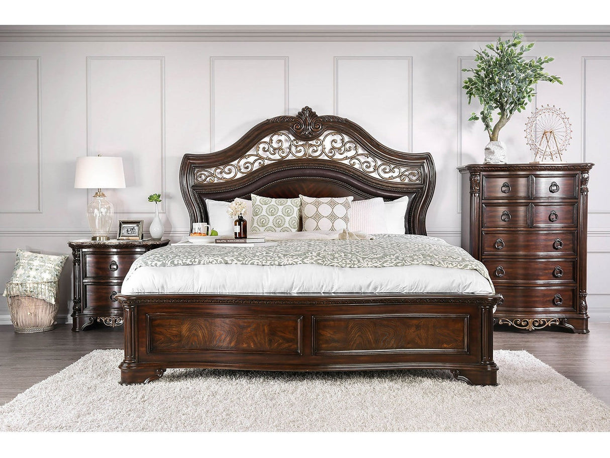 Menodora Brown Cherry 4-Piece Queen Bedroom Set by Furniture of America at Eve Furniture